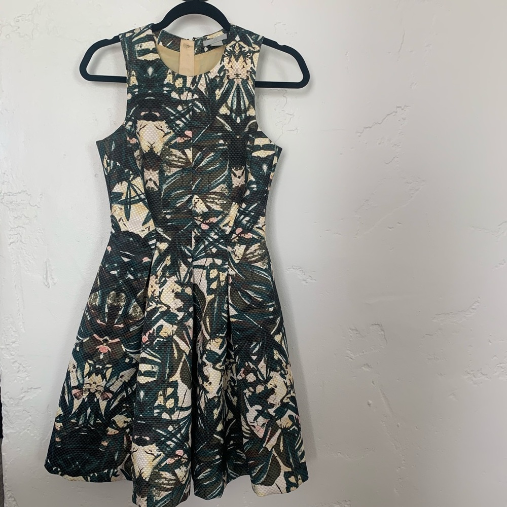H&M Tropical print Midi Peplum dress with pockets